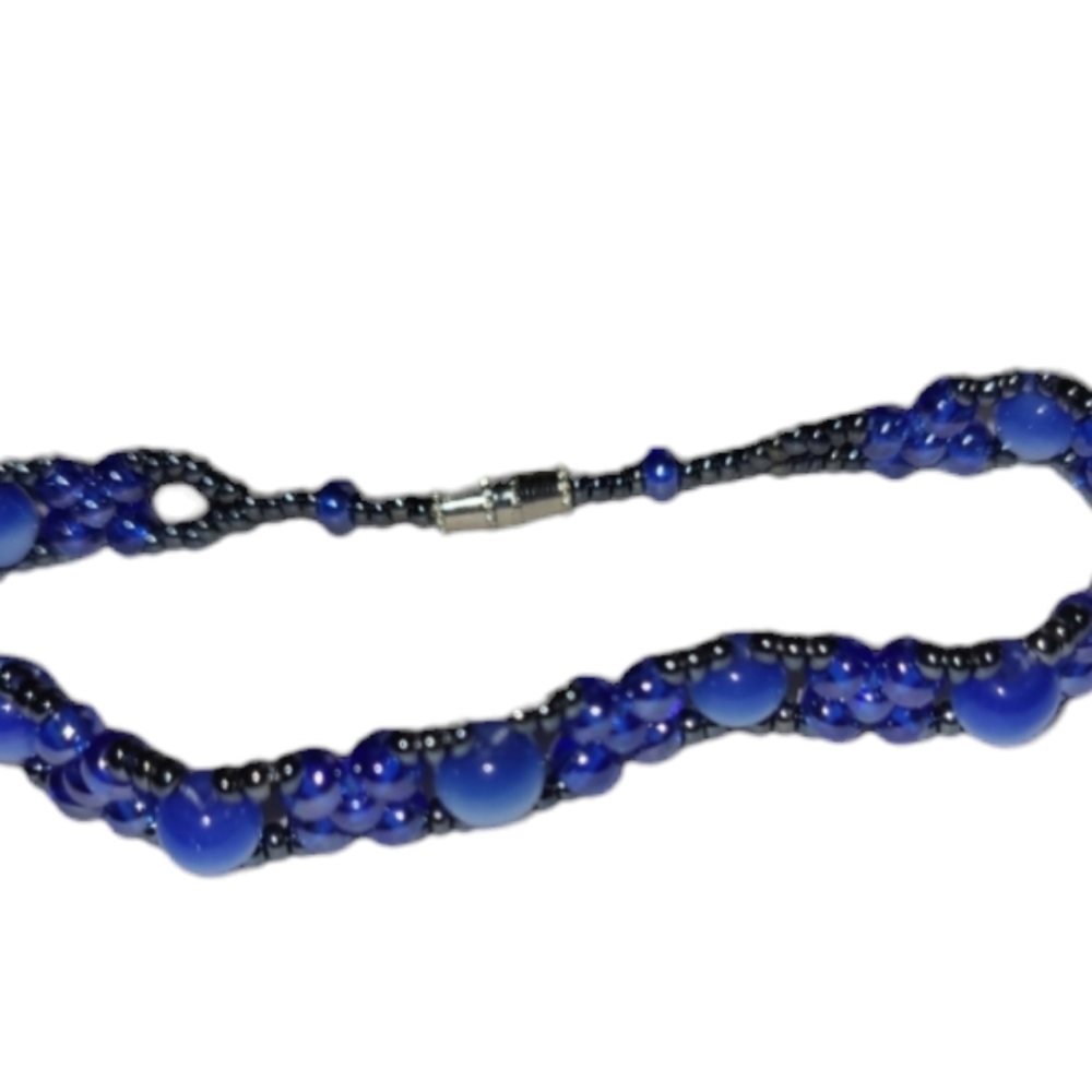 5D Tribe Handmade Blue Seed Beaded bracelet with Clasp Lot 4